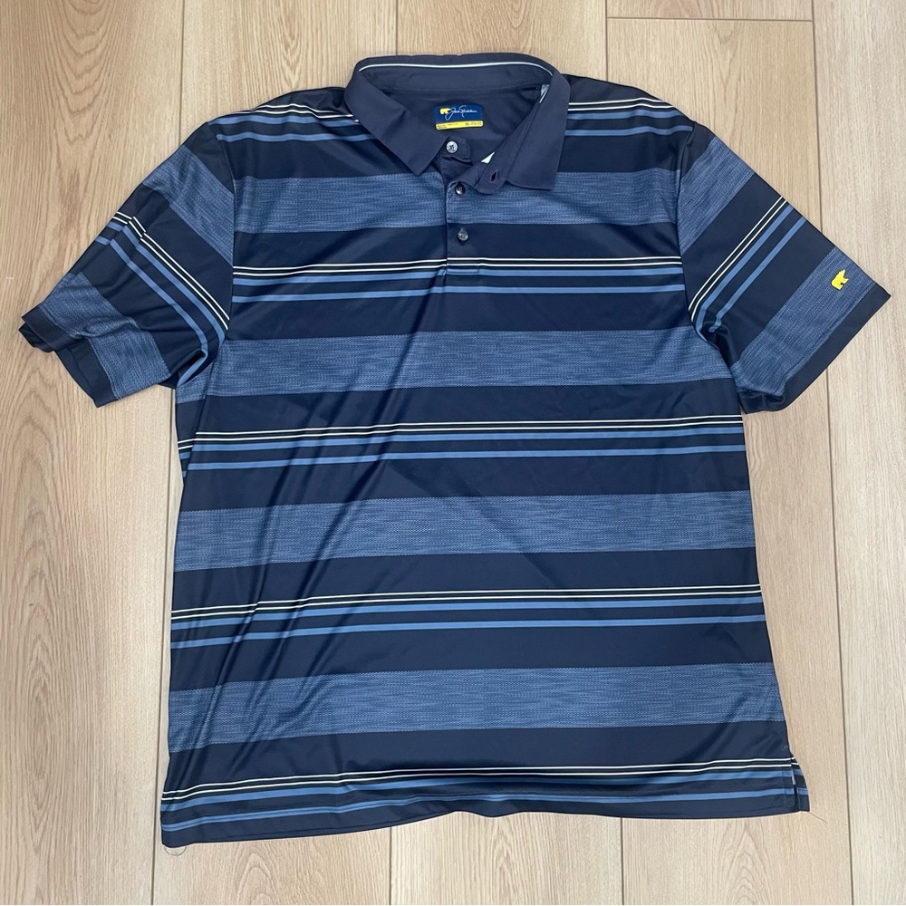 Jack Nicklaus Golf Polo Performance Men's Blue Striped Shirt XXL